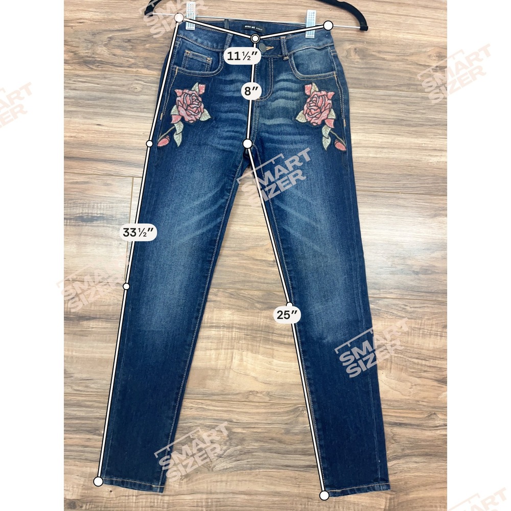 NWT MISS ME BLUE PINK EMBROIDERED FLORAL SKINNY JEANS 8 - Picture 6 of 7
